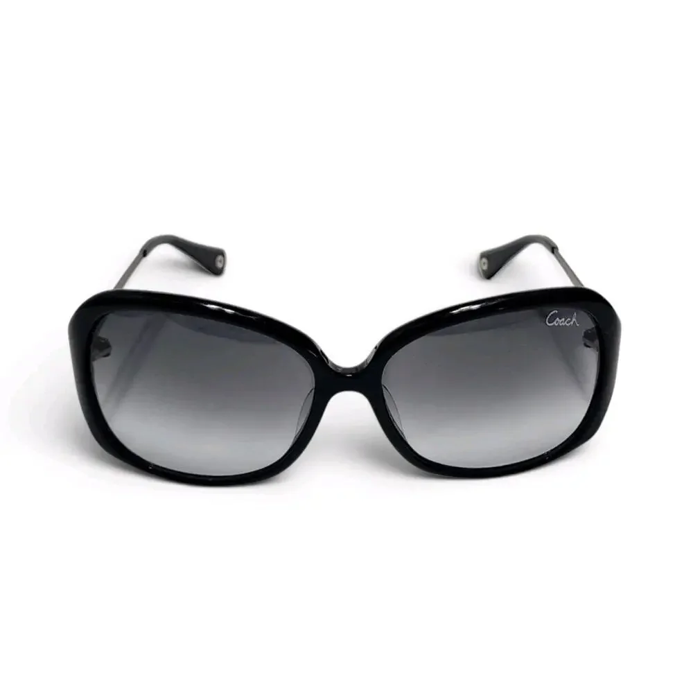 Coach S2004 Women's Designer Sunglasses Black With Silver Monogram Gradient 59mm